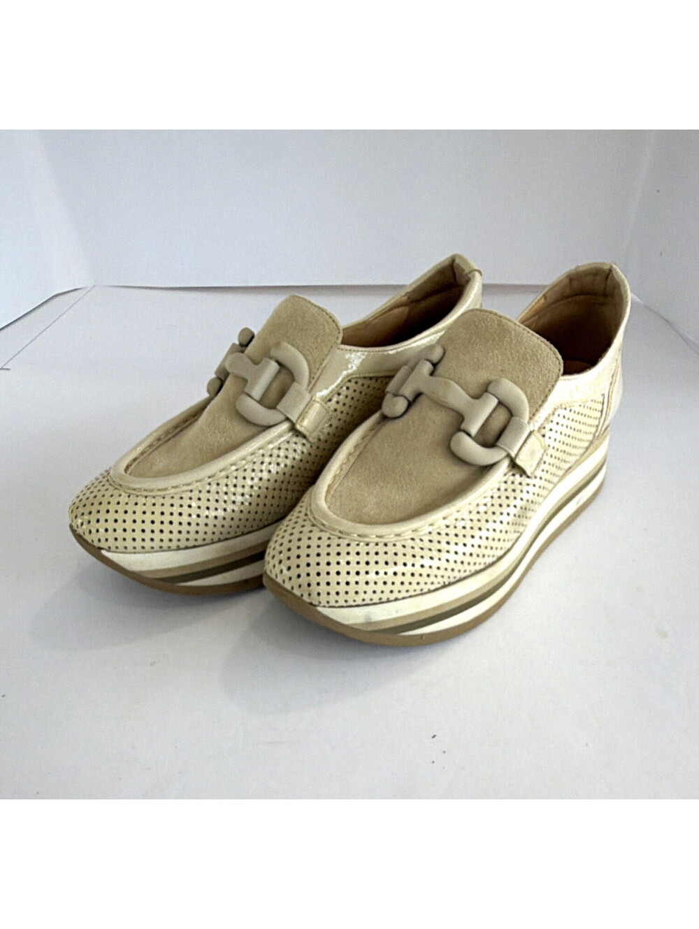 Softwaves Women's Arch Support Leather Slip-On Casual Shoes Beige EU 39.5